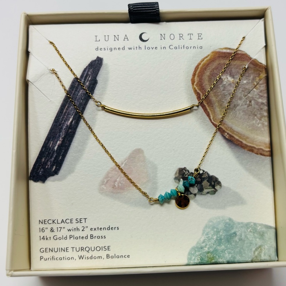 Turquoise 14kt gold Plated Brass Necklace Set